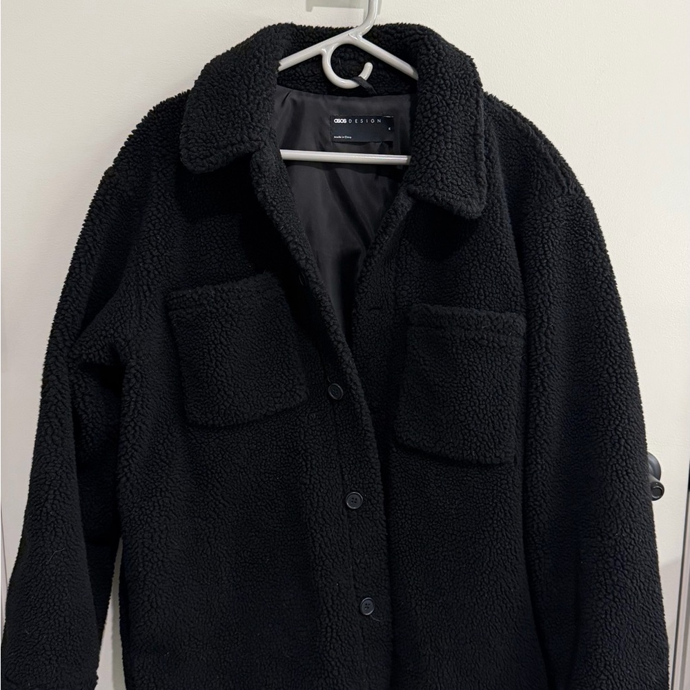 ASOS Black Fleece Shirt Jacket